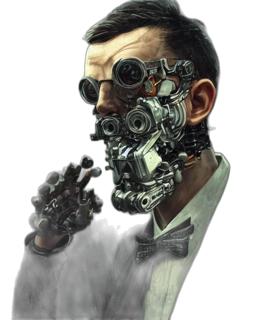 robot, face, mask, weapon transparent PNG cut-out