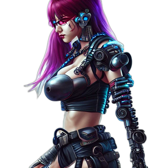 robot, weapon, cyberpunk, fantasy art transparent PNG cut-out