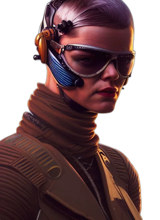 jacket, face, robot, cyberpunk transparent PNG cut-out