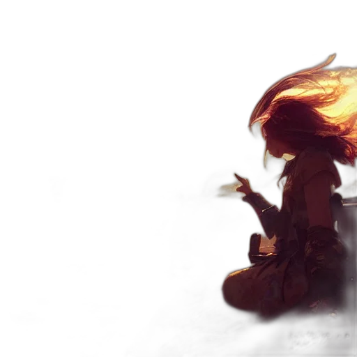 dragon, hair, sword, weapon transparent PNG cut-out