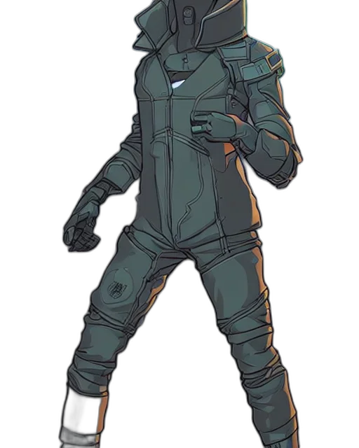 jacket, robot, creature, staff transparent PNG cut-out