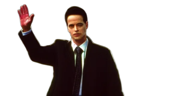 jacket, staff, face, photorealistic transparent PNG cut-out
