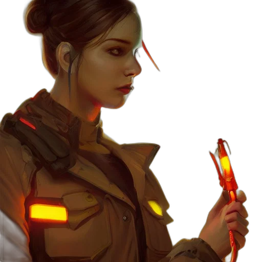 jacket, staff, weapon, face transparent PNG cut-out