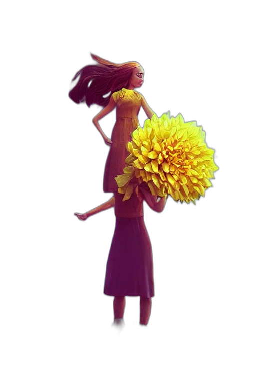 flower, staff, umbrella, dress transparent PNG cut-out