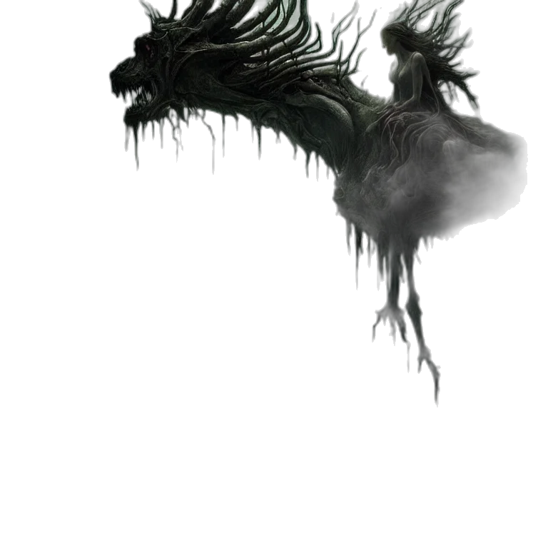 dragon, creature, hair, mask transparent PNG cut-out