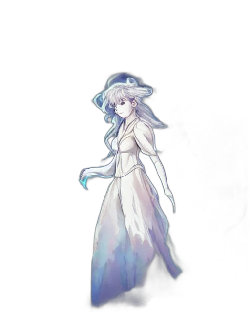 dress, staff, hat, creature transparent PNG cut-out