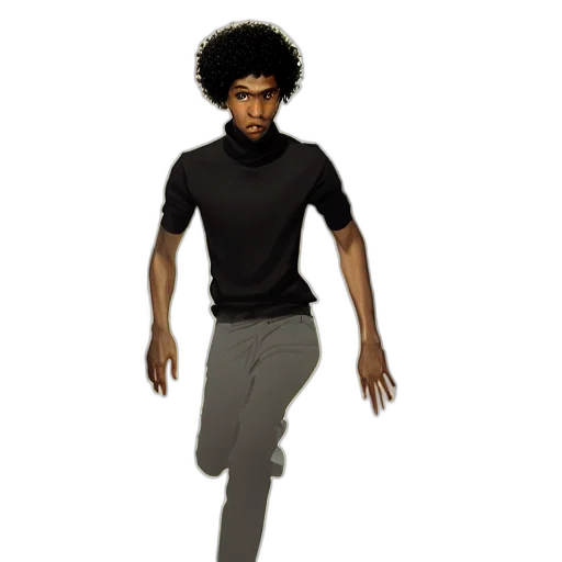 staff, jacket, hair, shoes transparent PNG cut-out