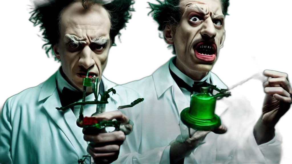 concept art, mad, scientist, green transparent PNG cut-out