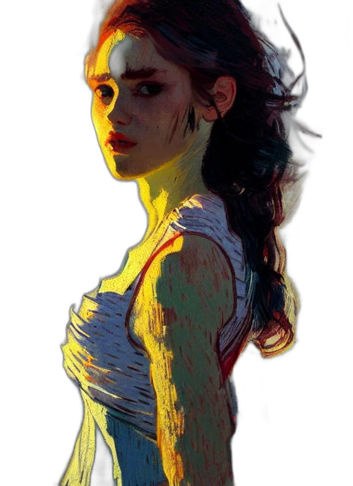 dress, face, mask, oil painting transparent PNG cut-out