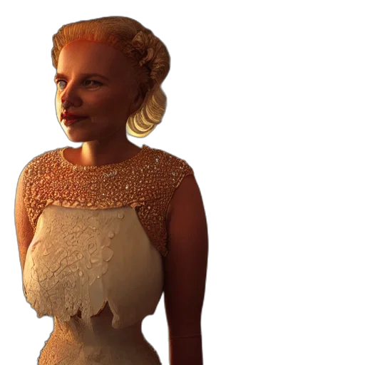 dress, jewelry, 3d render, golden transparent PNG cut-out