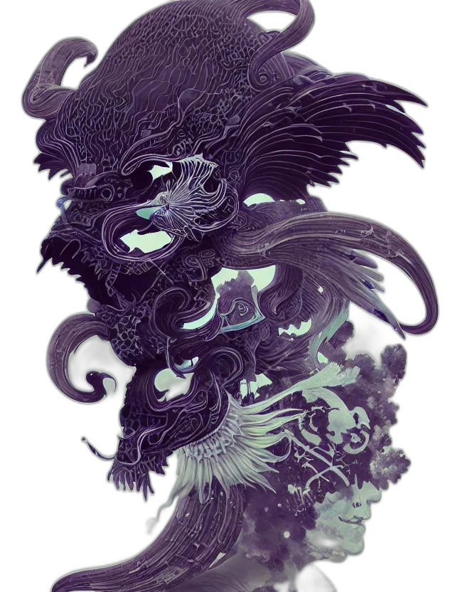 dragon, creature, mask, crown transparent PNG cut-out