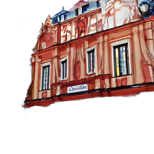 building, umbrella, watercolor, photorealistic transparent PNG cut-out