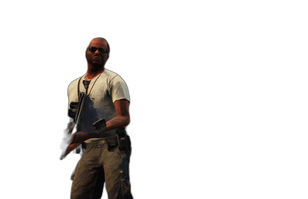 weapon, staff, jacket, face transparent PNG cut-out