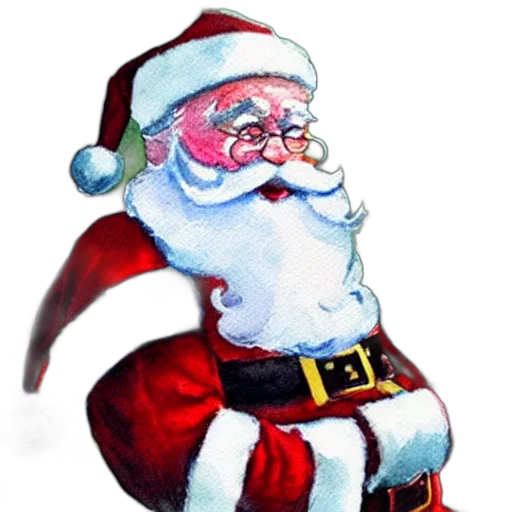 photorealistic, watercolor, painting, santa transparent PNG cut-out