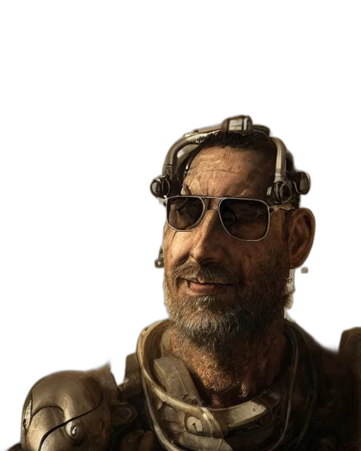 face, jacket, robot, weapon transparent PNG cut-out