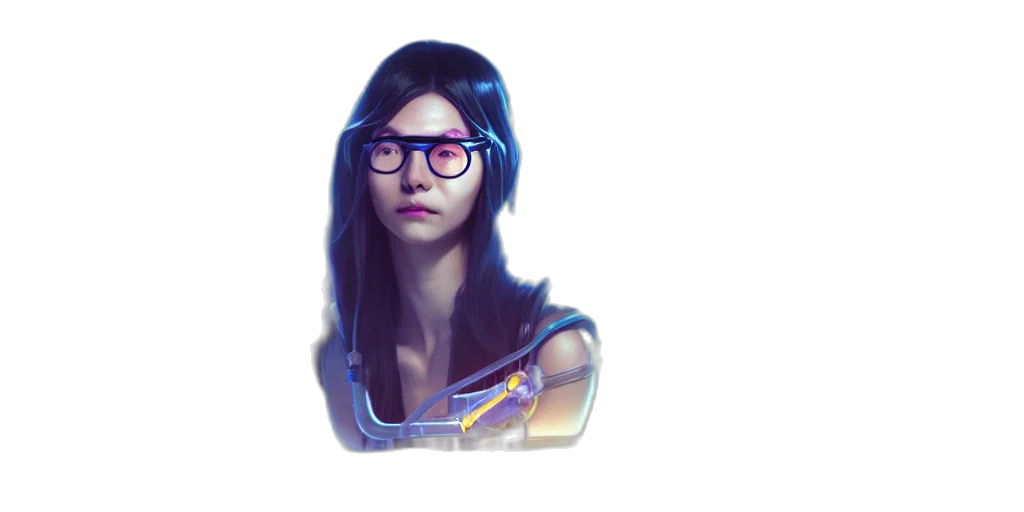 face, staff, concept art, cyberpunk transparent PNG cut-out