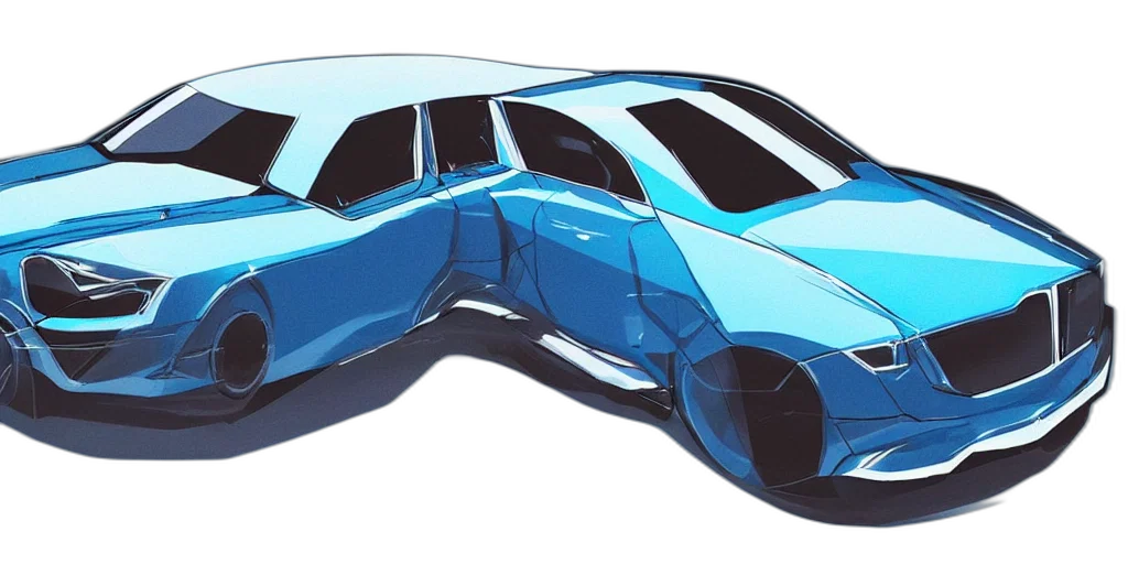 car, concept art, 3d render, blue transparent PNG cut-out
