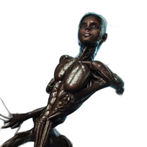 robot, creature, staff, hair transparent PNG cut-out