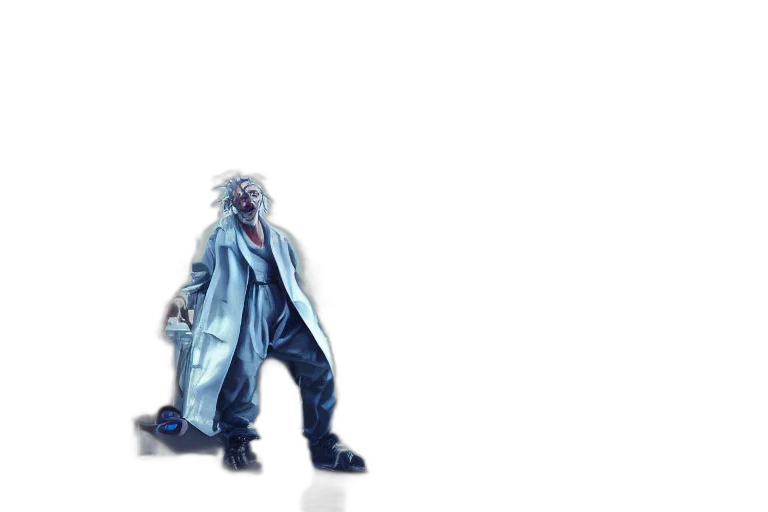 jacket, robot, creature, staff transparent PNG cut-out