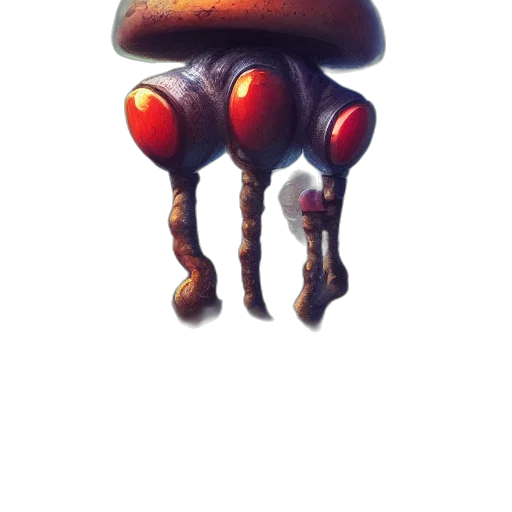 robot, creature, hat, staff transparent PNG cut-out