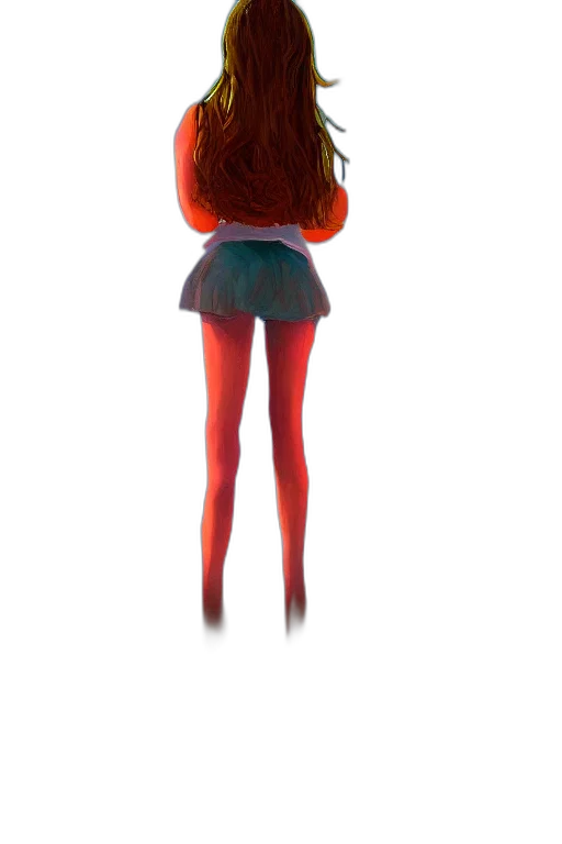 dress, jacket, staff, hair transparent PNG cut-out