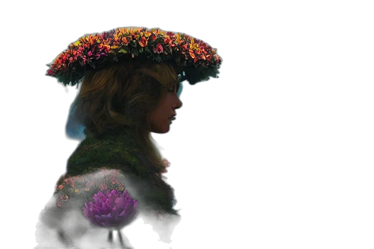 crown, hat, flower, hair transparent PNG cut-out