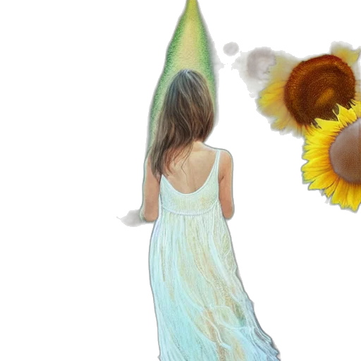 dress, umbrella, flower, hat transparent PNG cut-out