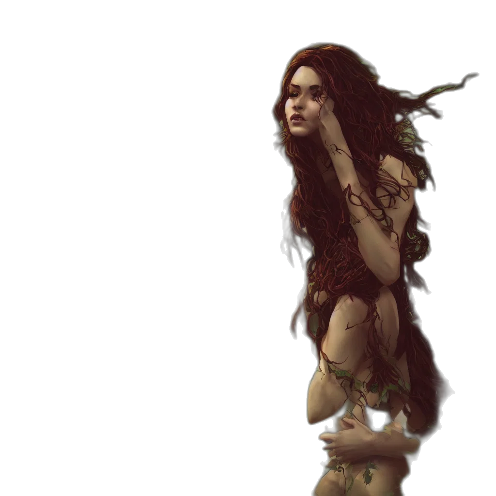 creature, dragon, dress, hair transparent PNG cut-out