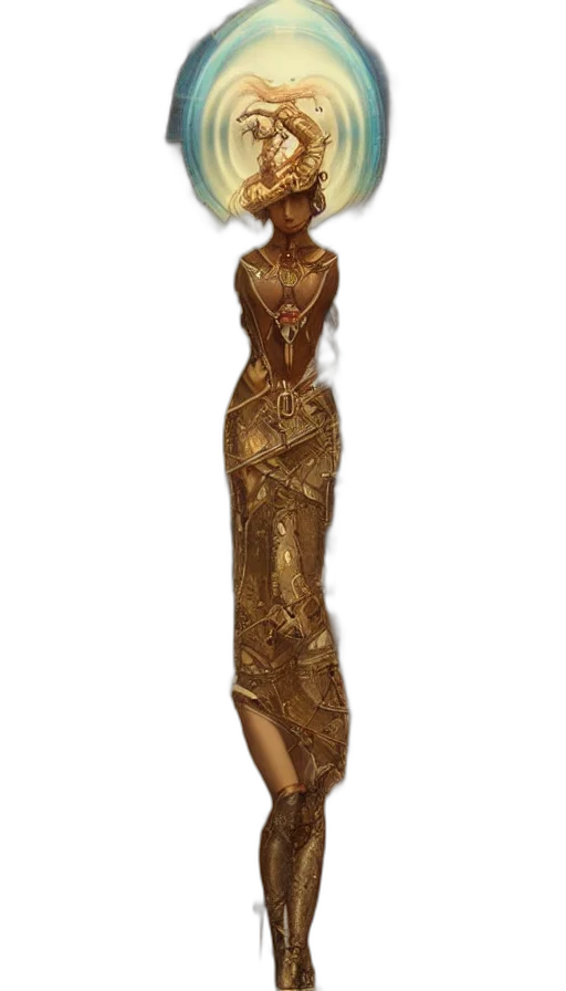 dress, staff, crown, concept art transparent PNG cut-out