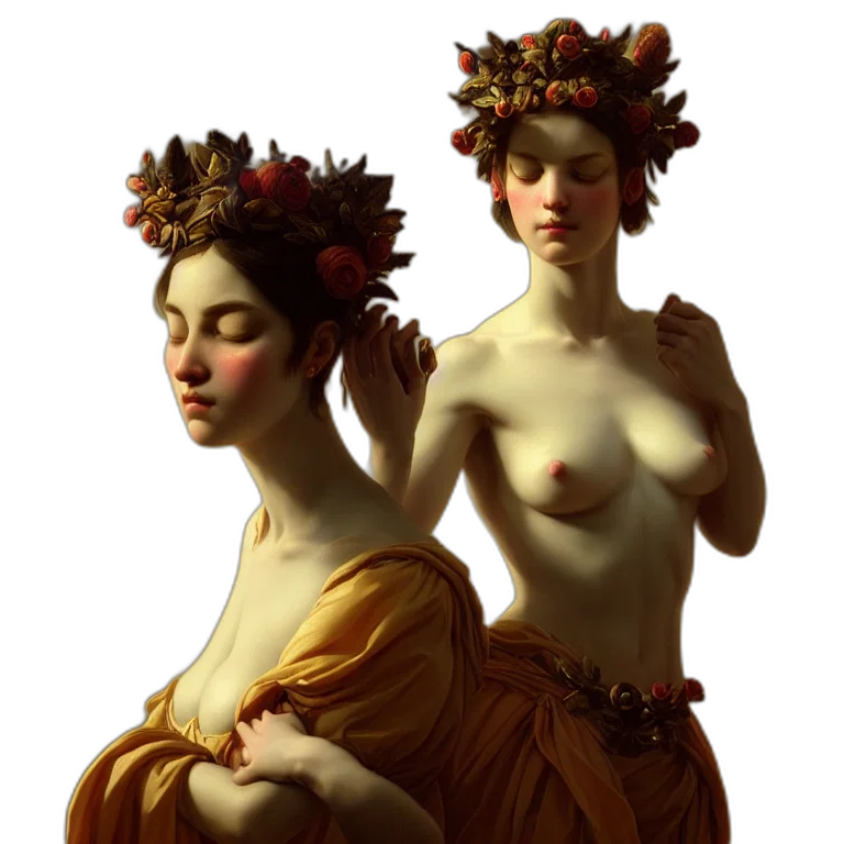 dress, crown, jewelry, oil painting transparent PNG cut-out