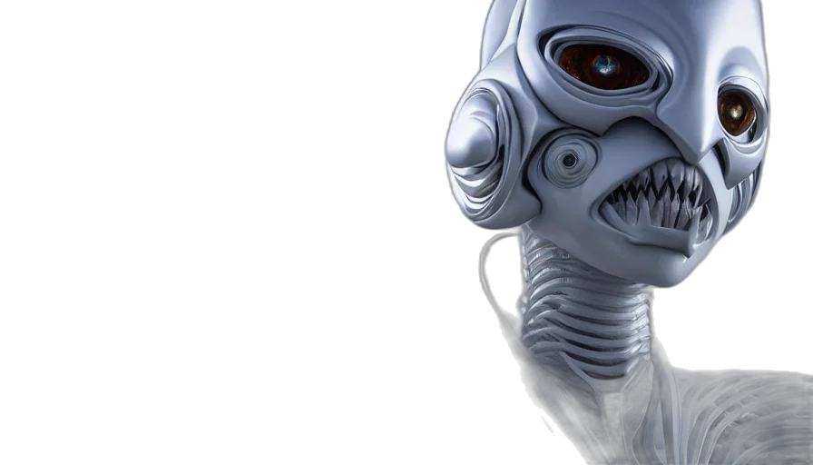 robot, mask, concept art, 3d render transparent PNG cut-out