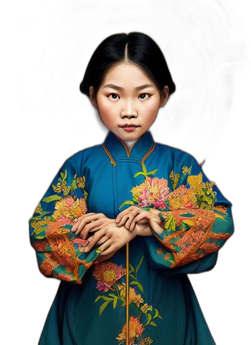 dress, face, staff, flower transparent PNG cut-out