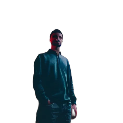 jacket, face, staff, creature transparent PNG cut-out