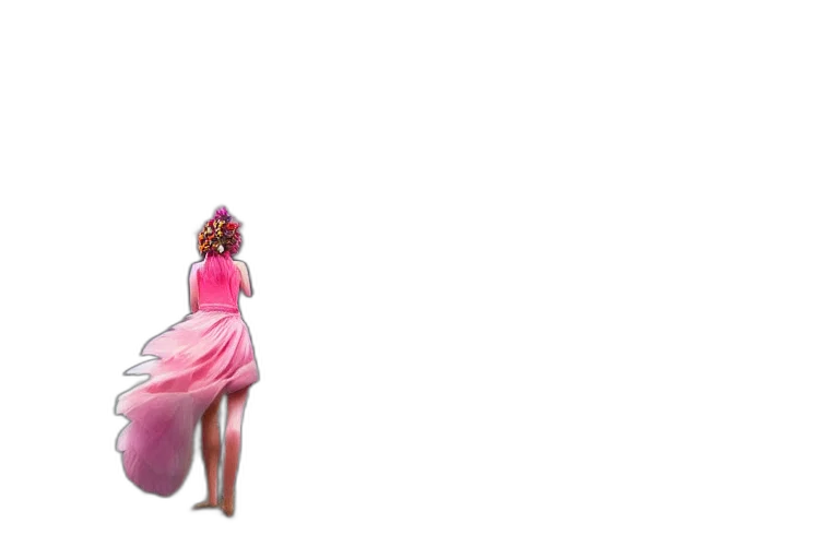 dress, umbrella, shoes, hair transparent PNG cut-out