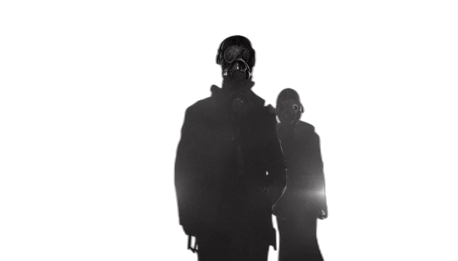 mask, jacket, staff, creature transparent PNG cut-out