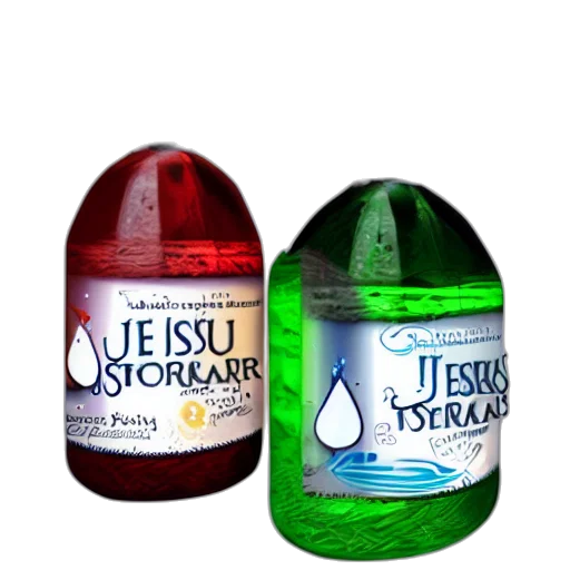bottle, 3d render, photorealistic, jesus transparent PNG cut-out