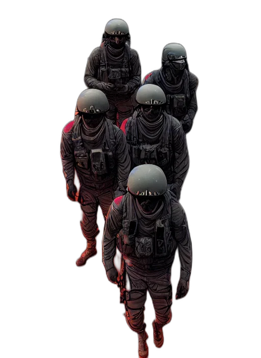 mask, jacket, robot, staff transparent PNG cut-out