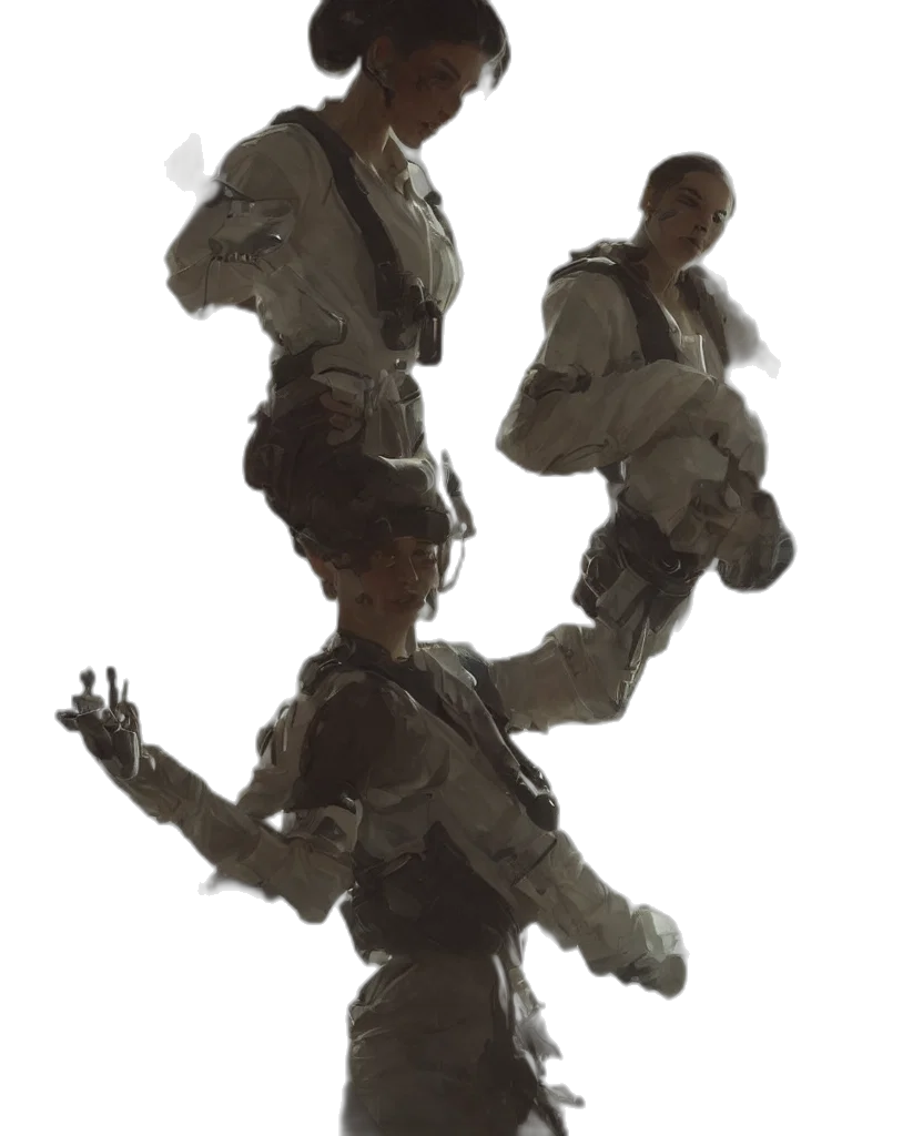 robot, staff, jacket, weapon transparent PNG cut-out