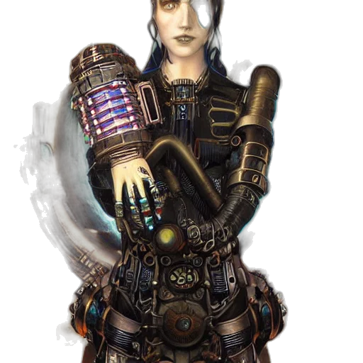 robot, staff, weapon, fantasy art transparent PNG cut-out