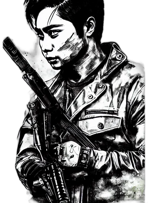 jacket, weapon, comic book art, cartoon transparent PNG cut-out