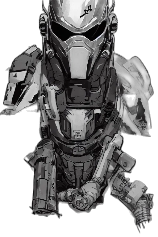 robot, weapon, face, concept art transparent PNG cut-out