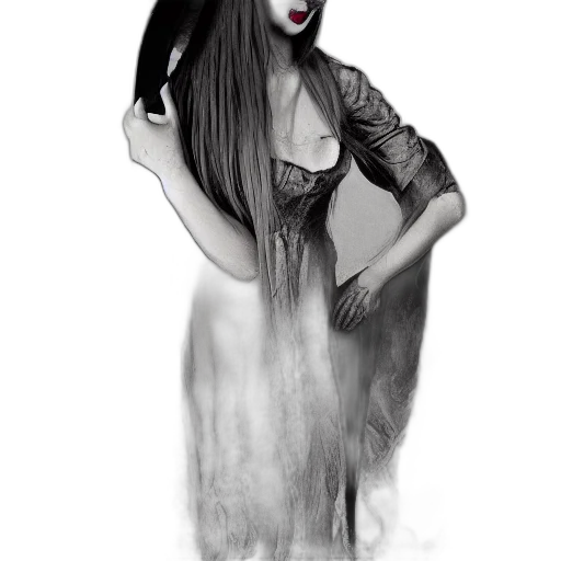 dress, hair, mask, creature transparent PNG cut-out