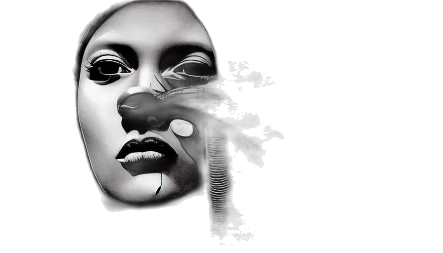 mask, face, photorealistic, pencil sketch transparent PNG cut-out