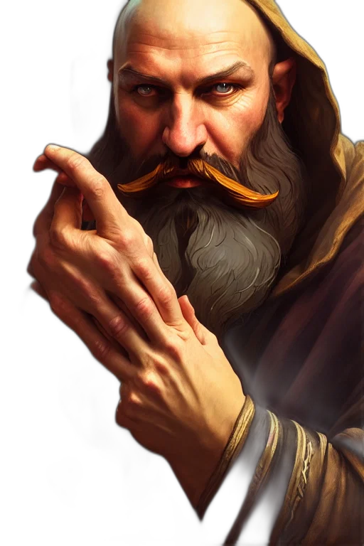 face, staff, fantasy art, photorealistic transparent PNG cut-out