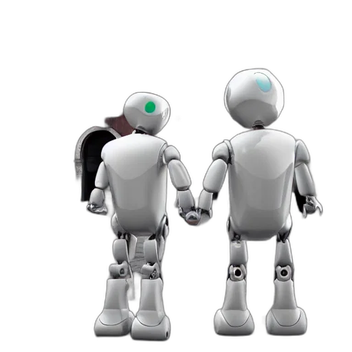 robot, 3d render, concept art, two transparent PNG cut-out
