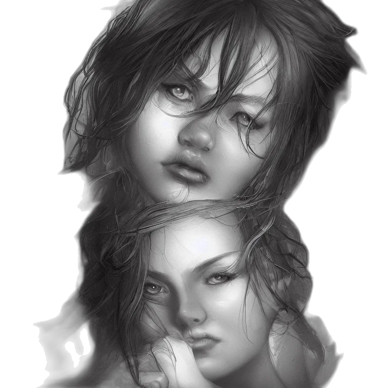 face, photorealistic, pencil sketch, concept art transparent PNG cut-out