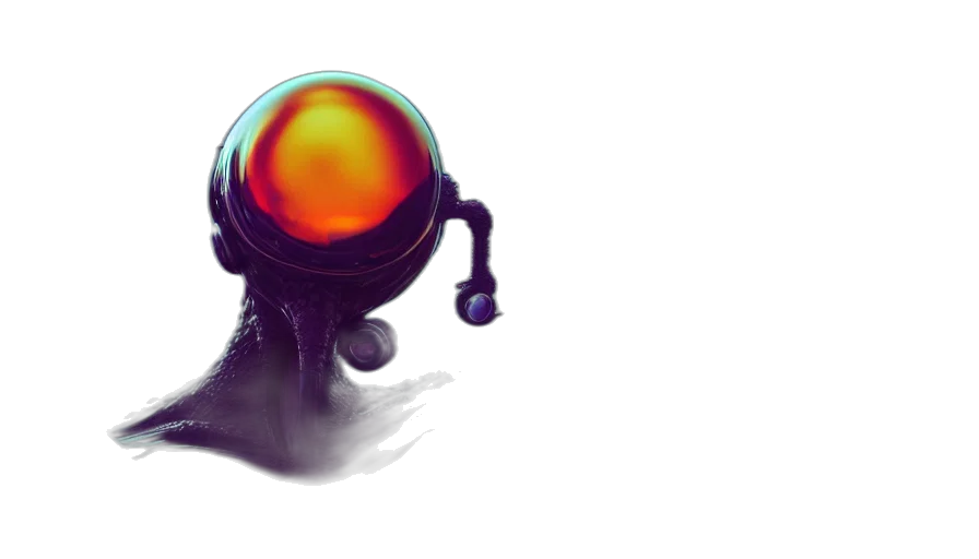 robot, mask, creature, staff transparent PNG cut-out