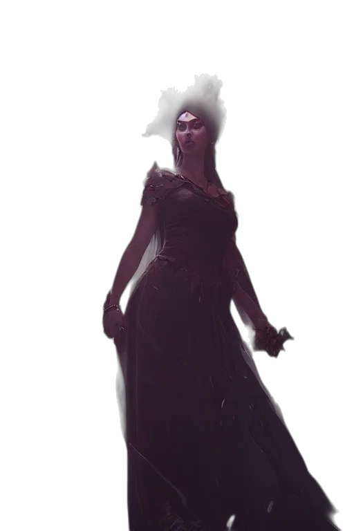 dress, staff, creature, crown transparent PNG cut-out