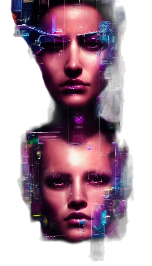 robot, face, cyberpunk, concept art transparent PNG cut-out
