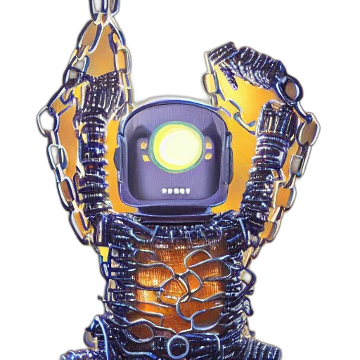 robot, staff, cyberpunk, concept art transparent PNG cut-out